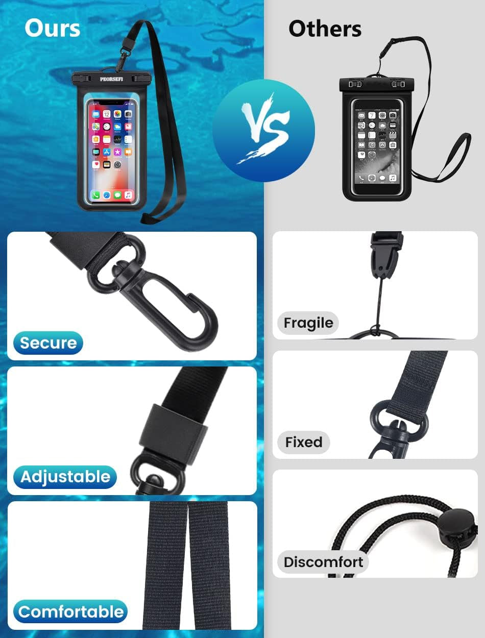 Universal Waterproof Phone Pouch-Waterproof Phone Case for Iphone16 15 14 13 12 Pro Max XS plus Samsung Galaxy up to 7",IPX8 Waterproof Cellphone Dry Bag Beach Vacation Cruise Ship Essentials-2 Pack