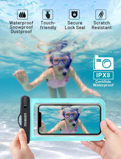 Universal Waterproof Phone Pouch-Waterproof Phone Case for Iphone16 15 14 13 12 Pro Max XS plus Samsung Galaxy up to 7",IPX8 Waterproof Cellphone Dry Bag Beach Vacation Cruise Ship Essentials-2 Pack