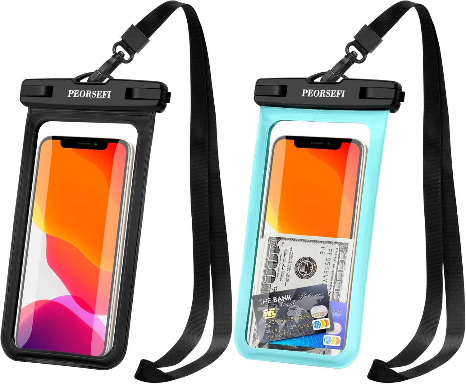 Universal Waterproof Phone Pouch-Waterproof Phone Case for Iphone16 15 14 13 12 Pro Max XS plus Samsung Galaxy up to 7",IPX8 Waterproof Cellphone Dry Bag Beach Vacation Cruise Ship Essentials-2 Pack