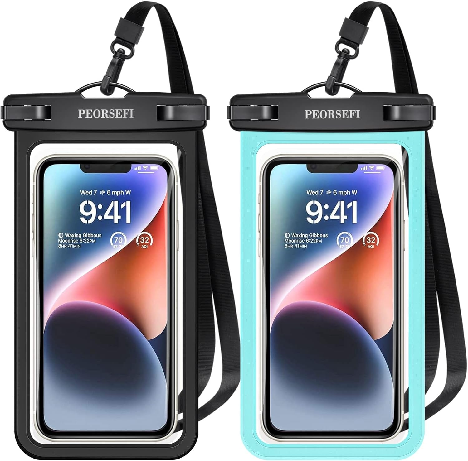 Universal Waterproof Phone Pouch-Waterproof Phone Case for Iphone16 15 14 13 12 Pro Max XS plus Samsung Galaxy up to 7",IPX8 Waterproof Cellphone Dry Bag Beach Vacation Cruise Ship Essentials-2 Pack